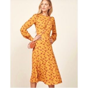 Reformation Josephine Yellow Midi Dress